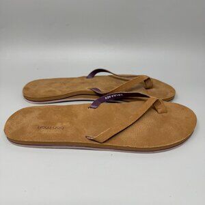Hari Mari Shoes Womens Size 11 Brown Suede Flip Flop Sandals Leather Made Brazil